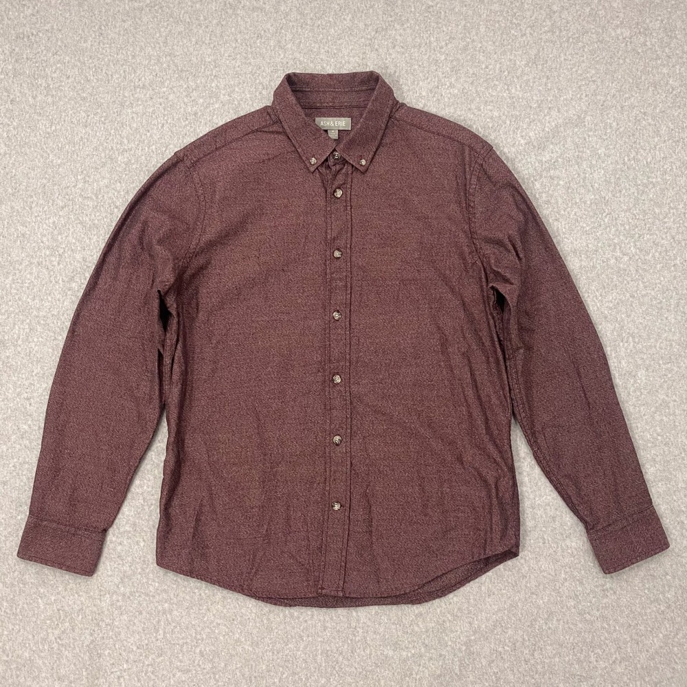 Ash & Erie Shirt Mens M Maroon Long Sleeve Button Down
